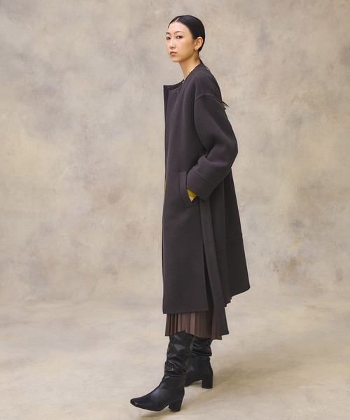 PUBLIC TOKYO ノーカラーウールコート PUBLIC TOKYO（パブリックトウキョウ）の「ノーカラーリバー