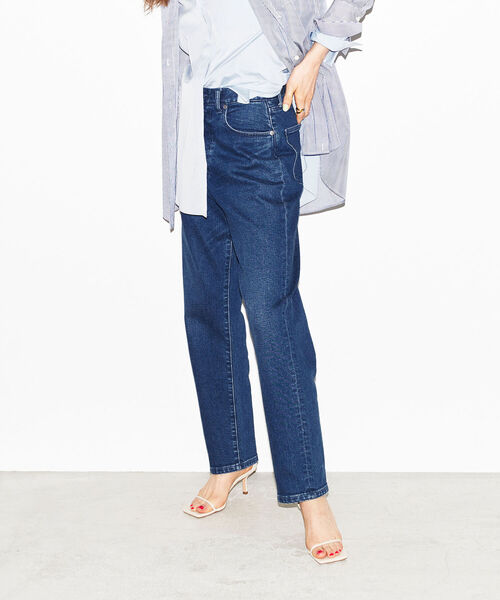 NOLLEY’S(ノーリーズ)の「ハイライズテーパードパンツ(デニムパンツ・レディース・ブラック/インディゴブルー・40/38/36/34)」の1枚目の写真