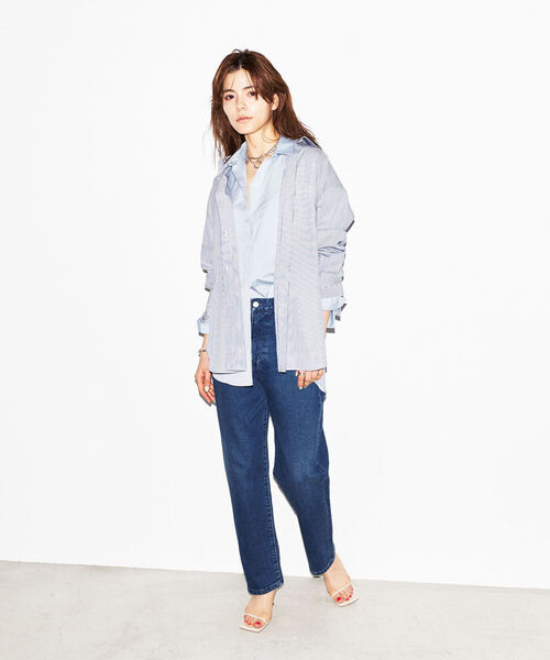 NOLLEY’S(ノーリーズ)の「ハイライズテーパードパンツ(デニムパンツ・レディース・ブラック/インディゴブルー・40/38/36/34)」の4枚目の写真