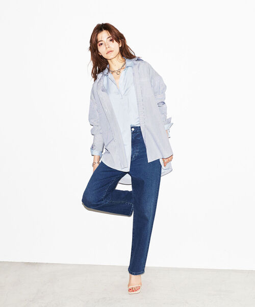 NOLLEY’S(ノーリーズ)の「ハイライズテーパードパンツ(デニムパンツ・レディース・ブラック/インディゴブルー・40/38/36/34)」の5枚目の写真