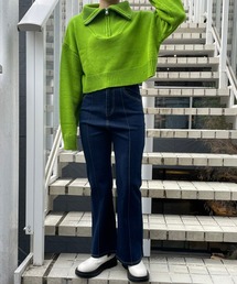 DuKKah | Dukkah/【低身長向け】デニムピンタックフレアパンツ(デニムパンツ)