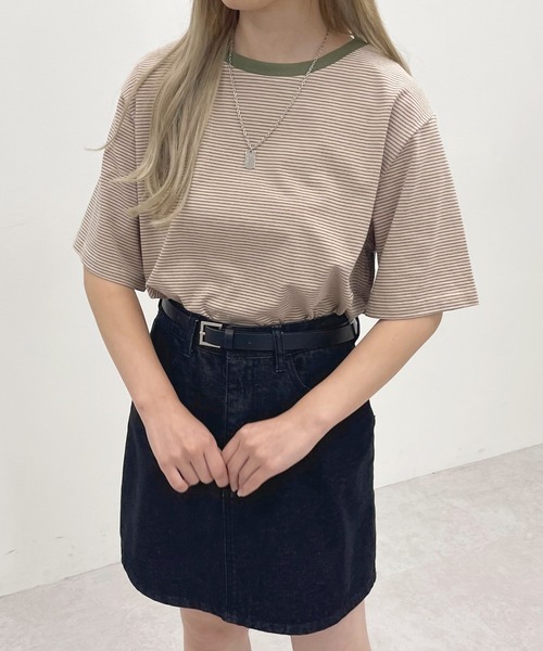 apres jour(アプレジュール)の「細ボーダーTシャツ【ZOZOTOWN限定アイテム】(Tシャツ/カットソー・レディース・ベージュ/サックスブルー/イエロー系その他・フリー/X-LARGE)」の2枚目の写真
