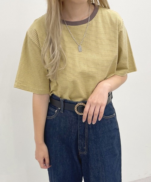 apres jour(アプレジュール)の「細ボーダーTシャツ【ZOZOTOWN限定アイテム】(Tシャツ/カットソー・レディース・ベージュ/サックスブルー/イエロー系その他・フリー/X-LARGE)」の3枚目の写真