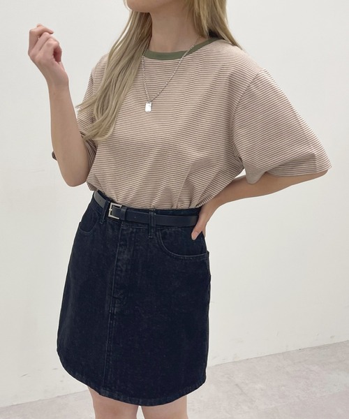 apres jour(アプレジュール)の「細ボーダーTシャツ【ZOZOTOWN限定アイテム】(Tシャツ/カットソー・レディース・ベージュ/サックスブルー/イエロー系その他・フリー/X-LARGE)」の5枚目の写真