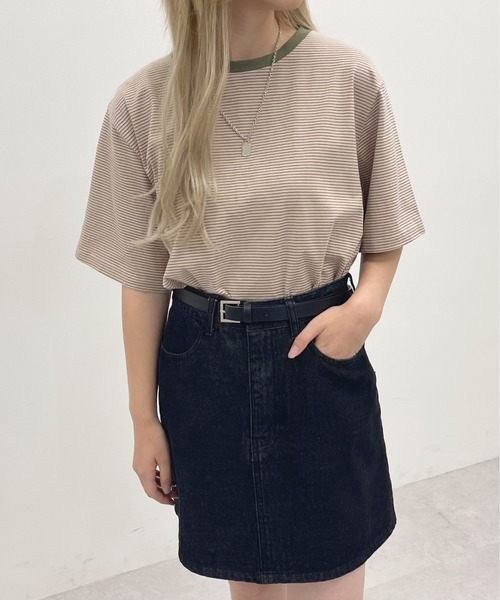 apres jour(アプレジュール)の「細ボーダーTシャツ【ZOZOTOWN限定アイテム】(Tシャツ/カットソー・レディース・ベージュ/サックスブルー/イエロー系その他・フリー/X-LARGE)」の6枚目の写真