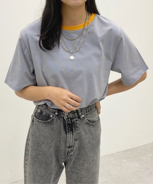 apres jour(アプレジュール)の「細ボーダーTシャツ【ZOZOTOWN限定アイテム】(Tシャツ/カットソー・レディース・ベージュ/サックスブルー/イエロー系その他・フリー/X-LARGE)」の13枚目の写真
