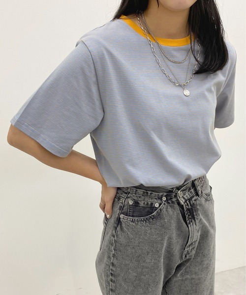 apres jour(アプレジュール)の「細ボーダーTシャツ【ZOZOTOWN限定アイテム】(Tシャツ/カットソー・レディース・ベージュ/サックスブルー/イエロー系その他・フリー/X-LARGE)」の15枚目の写真