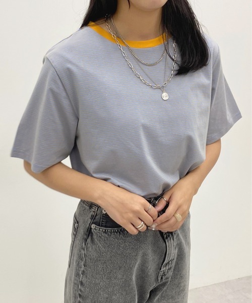apres jour(アプレジュール)の「細ボーダーTシャツ【ZOZOTOWN限定アイテム】(Tシャツ/カットソー・レディース・ベージュ/サックスブルー/イエロー系その他・フリー/X-LARGE)」の16枚目の写真