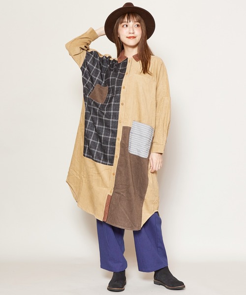 チャイハネ ワンピース ドレス チャイハネ チェックパッチワークシャツワンピース シャツワンピース シャツワンピース チャイハネ チャイハネ