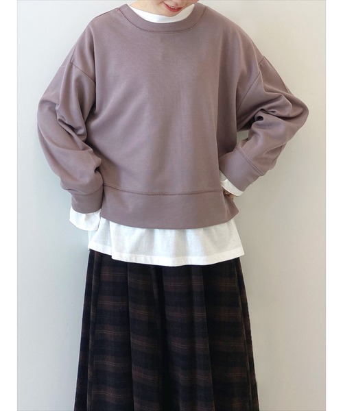 Samansa Mos2 blue(サマンサモスモスブルー)の「前後2Wayカットプルオーバー(Tシャツ/カットソー・レディース・パープル/チャコール/キャメル・フリ-)」の1枚目の写真