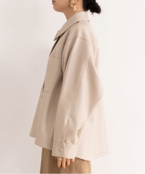 RANDA（ランダ）の「フェイクレザーCPOジャケット（ブルゾン・レディース・アイボリー/ダークブラウン/グリーン・FREE）」の13枚目の写真