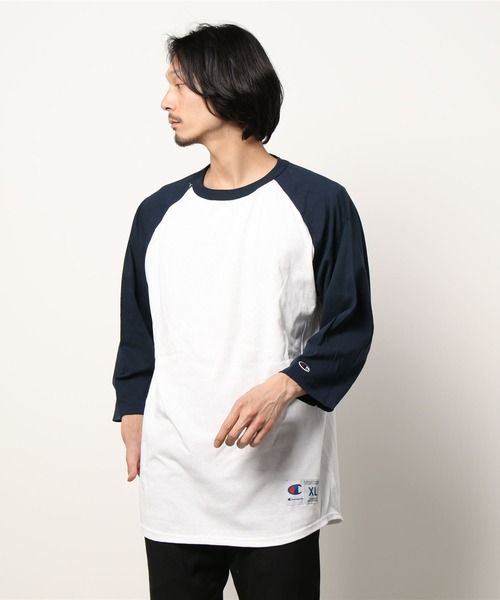 Champion(チャンピオン)の「champion(チャンピオン)/Three-Quarter Raglan Sleeve Baseball T-Shirt ラグランスリーブベースボールTシャツ 7分袖(Tシャツ/カットソー・メンズ・ネイビー/マルーン/ブラック/ダークグリーン・XL/M/L)」の3枚目の写真