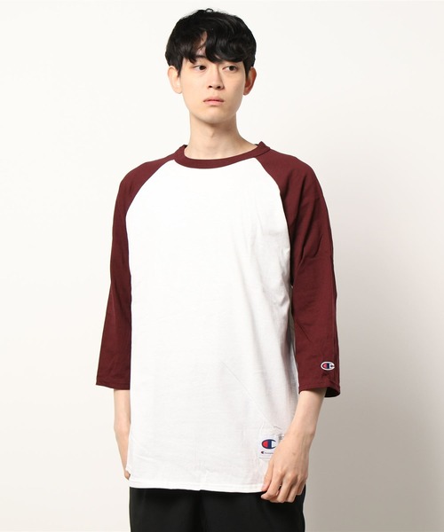 Champion(チャンピオン)の「champion(チャンピオン)/Three-Quarter Raglan Sleeve Baseball T-Shirt ラグランスリーブベースボールTシャツ 7分袖(Tシャツ/カットソー・メンズ・ネイビー/マルーン/ブラック/ダークグリーン・XL/M/L)」の4枚目の写真