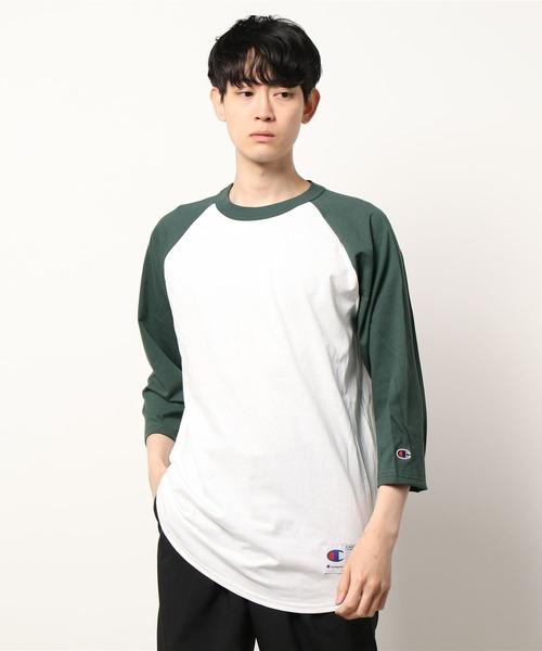 Champion(チャンピオン)の「champion(チャンピオン)/Three-Quarter Raglan Sleeve Baseball T-Shirt ラグランスリーブベースボールTシャツ 7分袖(Tシャツ/カットソー・メンズ・ネイビー/マルーン/ブラック/ダークグリーン・XL/M/L)」の2枚目の写真