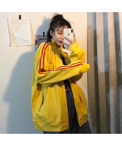 DEVICE(デバイス)の「ダブルライン トラックジャケット ジャージ トラックトップ ノームコア (セットアップ可)(ジャージ・レディース・ブルー/イエロー/レッド/ブラック/グリーン/ブラック×グリーン/パープル/ブルー系その他/ベージュ/マルーン/ブラック系その他/ブルー系その他2/ブラック系その他2・FREE)」の18枚目の写真