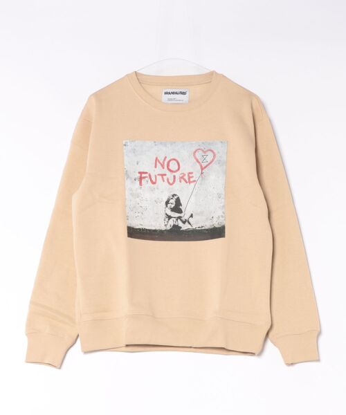 JUGLANS(ユグランス)の「【BRANDALISED】Banksy NO FUTURE クルーSWEAT/メンズ(スウェット・メンズ・ホワイト/ブラック/ライトベージュ・M/L/XL)」の1枚目の写真
