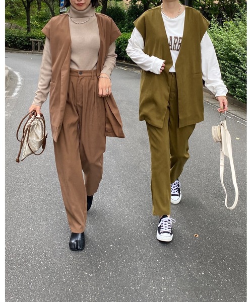 ノーカラーテーラードジレベスト&パンツスタイルセットアップ