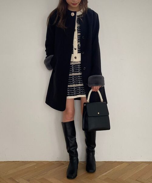 MAJESTIC LEGON（マジェスティックレゴン）の「上品ノーカラーコート（ノーカラーコート・レディース・グレイッシュベージュ/ピンクベージュ/ブラック・SMALL/MEDIUM）」の22枚目の写真