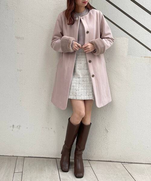 MAJESTIC LEGON（マジェスティックレゴン）の「上品ノーカラーコート（ノーカラーコート・レディース・グレイッシュベージュ/ピンクベージュ/ブラック・SMALL/MEDIUM）」の20枚目の写真