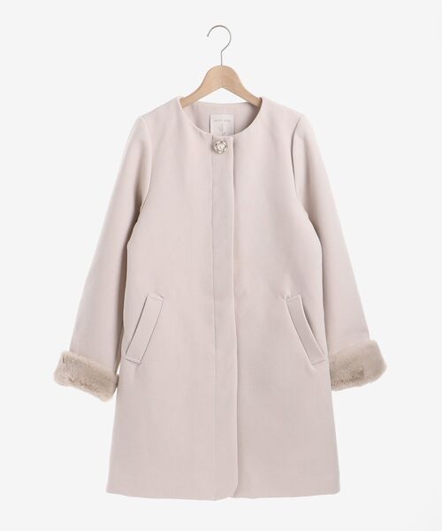 MAJESTIC LEGON（マジェスティックレゴン）の「上品ノーカラーコート（ノーカラーコート・レディース・グレイッシュベージュ/ピンクベージュ/ブラック・SMALL/MEDIUM）」の2枚目の写真