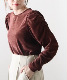 Cheek | リブベロアパワショルトップス(Tシャツ/カットソー)