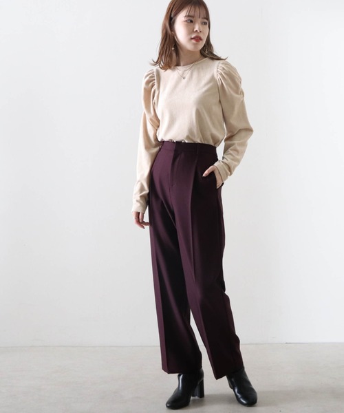 Cheek(チーク)の「リブベロアパワショルトップス(Tシャツ/カットソー・レディース・アイボリー/ブラック/ブラウン・MEDIUM)」の8枚目の写真