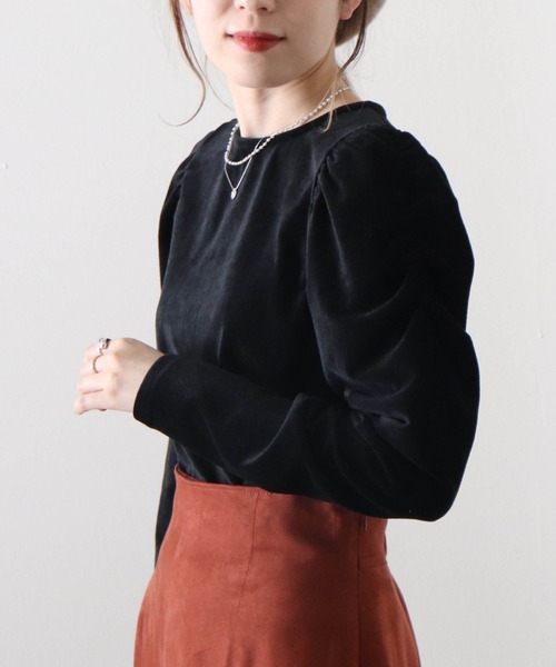 Cheek(チーク)の「リブベロアパワショルトップス(Tシャツ/カットソー・レディース・アイボリー/ブラック/ブラウン・MEDIUM)」の19枚目の写真