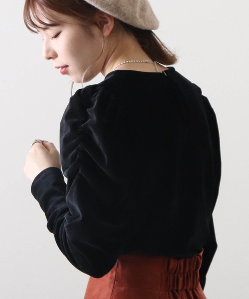 Cheek(チーク)の「リブベロアパワショルトップス(Tシャツ/カットソー・レディース・アイボリー/ブラック/ブラウン・MEDIUM)」の6枚目の写真