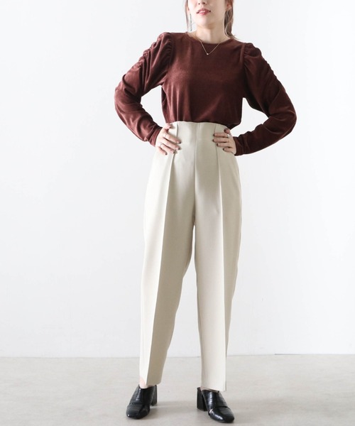 Cheek(チーク)の「リブベロアパワショルトップス(Tシャツ/カットソー・レディース・アイボリー/ブラック/ブラウン・MEDIUM)」の15枚目の写真