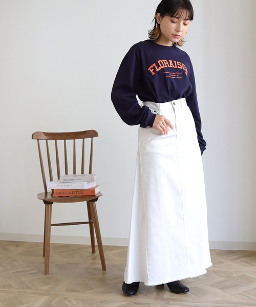 HER CLOSET（ハークローゼット）の「【shemoshelly】WEB限定カレッジロゴロンT 新色追加（Tシャツ/カットソー・レディース・ネイビー/ホワイト/スミクロ/ヘザーグレー/ネイビー系・L/S/M）」の7枚目の写真
