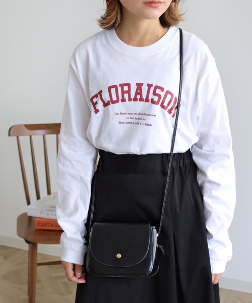 HER CLOSET（ハークローゼット）の「【shemoshelly】WEB限定カレッジロゴロンT 新色追加（Tシャツ/カットソー・レディース・ネイビー/ホワイト/スミクロ/ヘザーグレー/ネイビー系・L/S/M）」の17枚目の写真