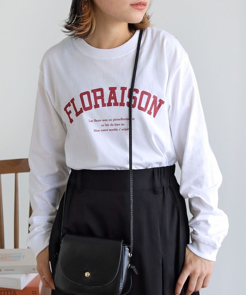 HER CLOSET（ハークローゼット）の「【shemoshelly】WEB限定カレッジロゴロンT 新色追加（Tシャツ/カットソー・レディース・ネイビー/ホワイト/スミクロ/ヘザーグレー/ネイビー系・L/S/M）」の19枚目の写真