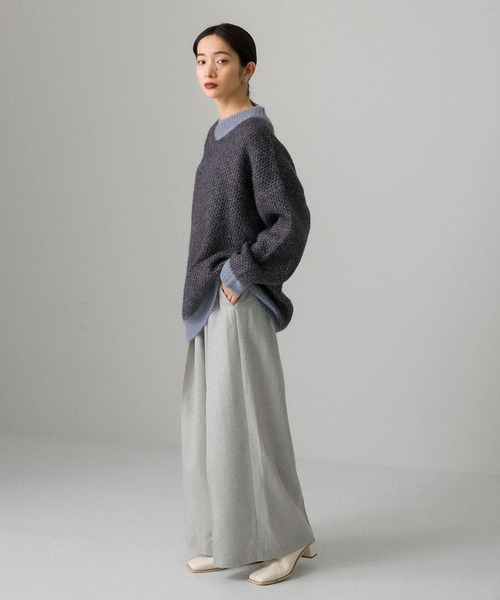 KBF(ケイビーエフ)の「ワイドスラウチパンツ(その他パンツ・レディース・チャコールグレー/ライトグレー・ONE)」の5枚目の写真