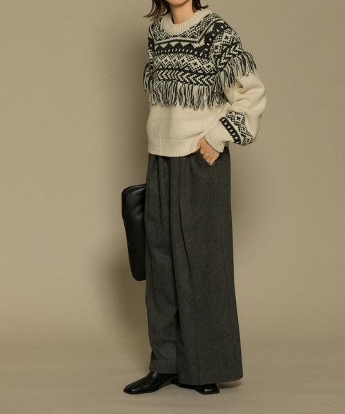 KBF(ケイビーエフ)の「ワイドスラウチパンツ(その他パンツ・レディース・チャコールグレー/ライトグレー・ONE)」の6枚目の写真