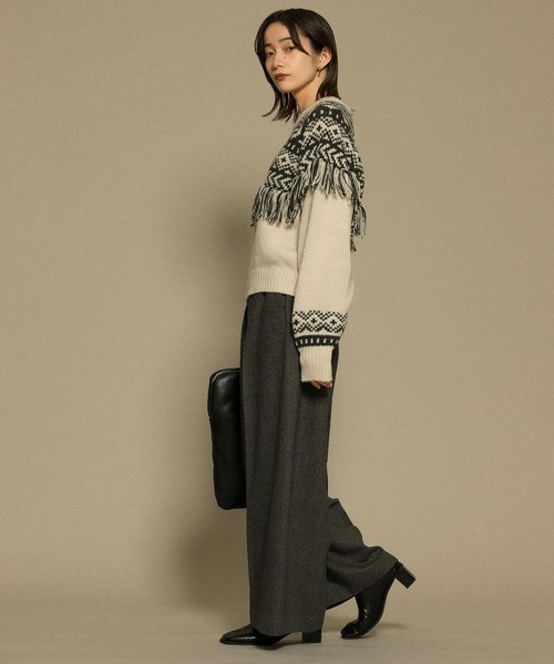 KBF(ケイビーエフ)の「ワイドスラウチパンツ(その他パンツ・レディース・チャコールグレー/ライトグレー・ONE)」の3枚目の写真