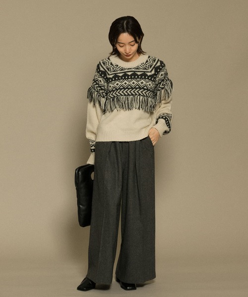 KBF(ケイビーエフ)の「ワイドスラウチパンツ(その他パンツ・レディース・チャコールグレー/ライトグレー・ONE)」の9枚目の写真