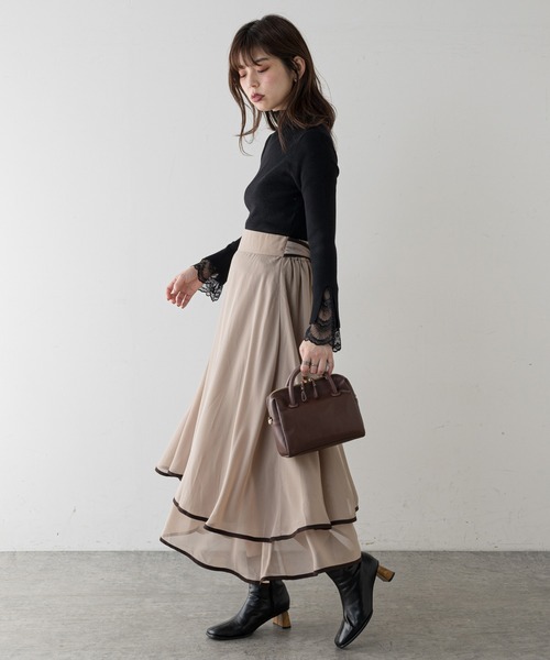 natural couture（ナチュラルクチュール）の「【大好評リバイバルアイテム・WEB限定カラー有り】袖口レースもちもちリブタートル（ニット/セーター・レディース・ブラック/チャコールグレー/カーキ/アイボリー・FREE）」の6枚目の写真