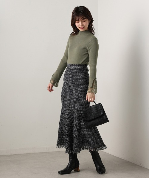 natural couture（ナチュラルクチュール）の「【大好評リバイバルアイテム・WEB限定カラー有り】袖口レースもちもちリブタートル（ニット/セーター・レディース・ブラック/チャコールグレー/カーキ/アイボリー・FREE）」の16枚目の写真