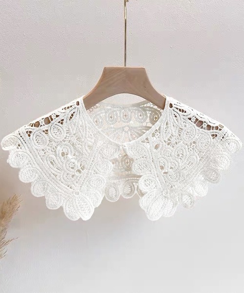 DAY CLOSET（デイ クローゼット）の「レディース クロシェ編みビッグカラー付け襟（付け襟・レディース・ブラック/アイボリー/ホワイト・ONE SIZE）」の19枚目の写真