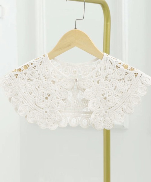 DAY CLOSET（デイ クローゼット）の「レディース クロシェ編みビッグカラー付け襟（付け襟・レディース・ブラック/アイボリー/ホワイト・ONE SIZE）」の18枚目の写真