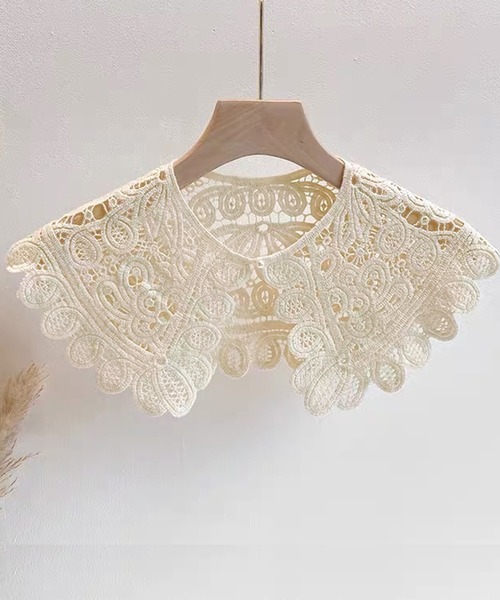 DAY CLOSET（デイ クローゼット）の「レディース クロシェ編みビッグカラー付け襟（付け襟・レディース・ブラック/アイボリー/ホワイト・ONE SIZE）」の11枚目の写真