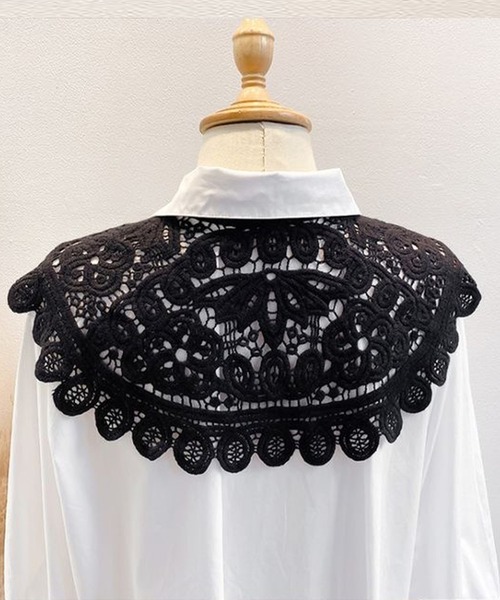 DAY CLOSET（デイ クローゼット）の「レディース クロシェ編みビッグカラー付け襟（付け襟・レディース・ブラック/アイボリー/ホワイト・ONE SIZE）」の6枚目の写真