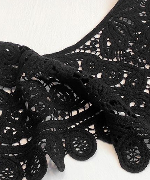 DAY CLOSET（デイ クローゼット）の「レディース クロシェ編みビッグカラー付け襟（付け襟・レディース・ブラック/アイボリー/ホワイト・ONE SIZE）」の4枚目の写真