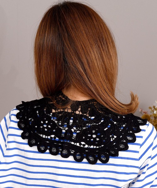 DAY CLOSET（デイ クローゼット）の「レディース クロシェ編みビッグカラー付け襟（付け襟・レディース・ブラック/アイボリー/ホワイト・ONE SIZE）」の7枚目の写真