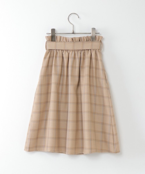 ikka（イッカ）の「【キッズ】チェックベルト付きフレアスカート（100~160cm）（スカート・キッズ・グレー/ベージュ・100/110/120/130/140/150/160）」の3枚目の写真