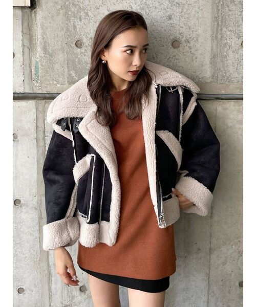 EMODA(エモダ)の「アップネックボックスニット(ニット/セーター・レディース・ブラック/カーキ/オレンジ・FREE)」の8枚目の写真