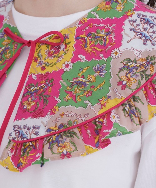 I am I in fact...（アイアムアイインファクト）の「Dinosaur in flower つけ衿（付け襟・レディース・ピンク/ネイビー・FREE）」の18枚目の写真