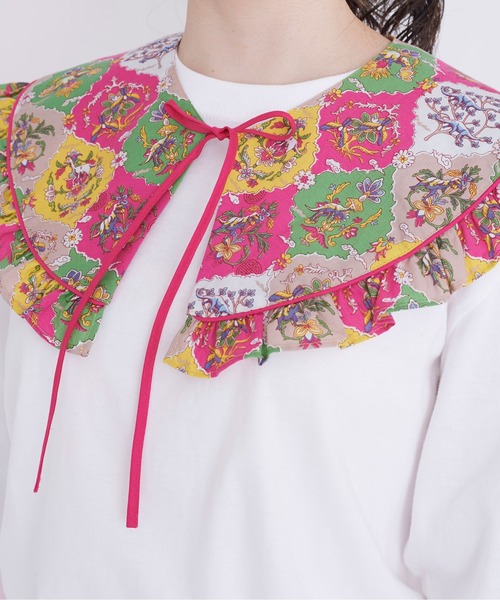 I am I in fact...（アイアムアイインファクト）の「Dinosaur in flower つけ衿（付け襟・レディース・ピンク/ネイビー・FREE）」の20枚目の写真