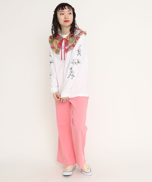 I am I in fact...（アイアムアイインファクト）の「Dinosaur in flower つけ衿（付け襟・レディース・ピンク/ネイビー・FREE）」の11枚目の写真