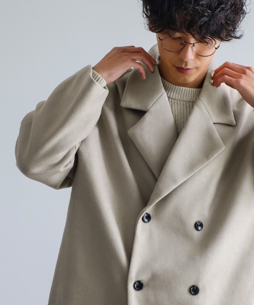 improves（インプローブス）の「ストレッチ メルトン ルーズシルエット Pコート（ピーコート・メンズ・モカ/ブラック/グレイッシュベージュ・MEDIUM/LARGE）」の14枚目の写真